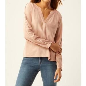 NWT ECRU Barrymore Button Accent Long Sleeve Shirt in Dusty Rose Pink Large